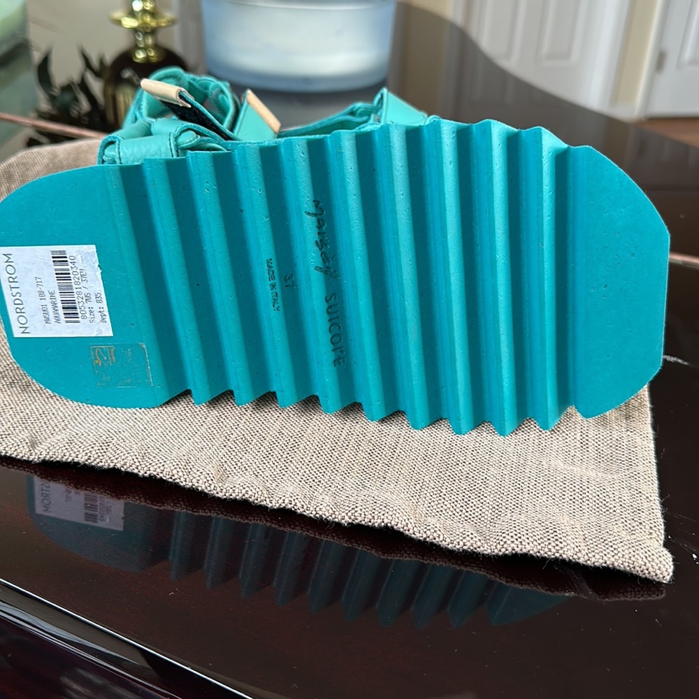 Marsèll x Suicoke Depa Leather Sandals 37 / US 7 Aqua Blue Platform Designer NWT - Picture 7 of 14